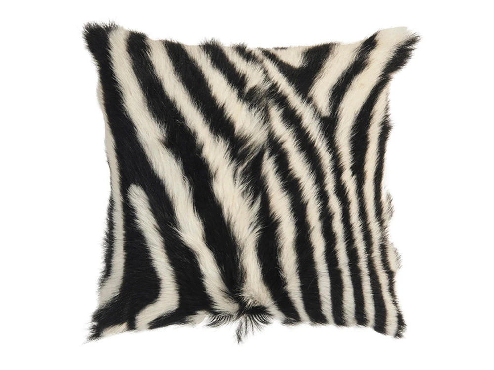 Goat Fur Cushion Cover, Zebra 45x45cm 1 Goat Fur Cushion Cover, Zebra 45x45cm