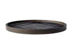Ink Linear Glass Round Tray, 30cm