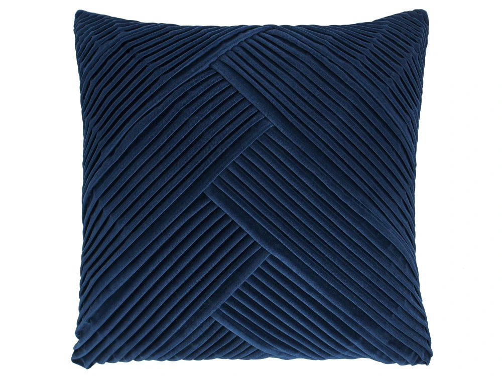 Navy Pleated Velvet Cushion Cover, 50x50cm 1 Navy Pleated Velvet Cushion Cover, 50x50cm