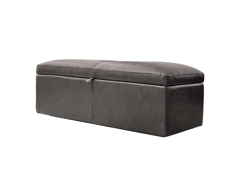 Miles Bench, Parrot Grey Leather 1 Miles Bench, Parrot Grey Leather