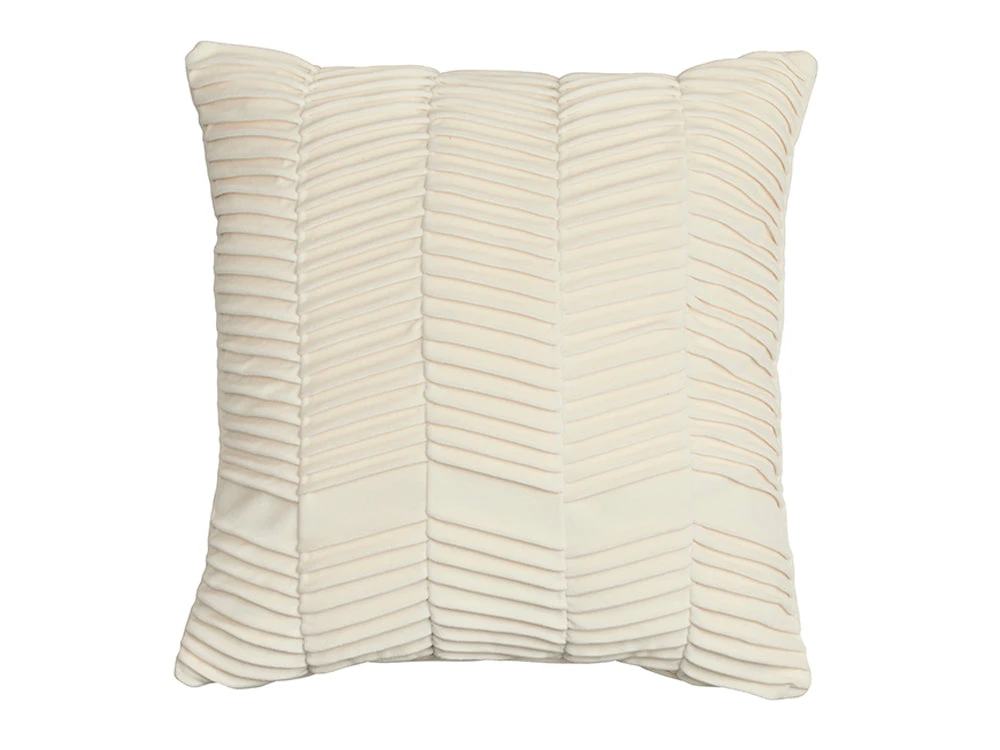 Zigma Pleated Velvet Cushion Cover, Cream 50x50cm 1 Zigma Pleated Velvet Cushion Cover, Cream 50x50cm
