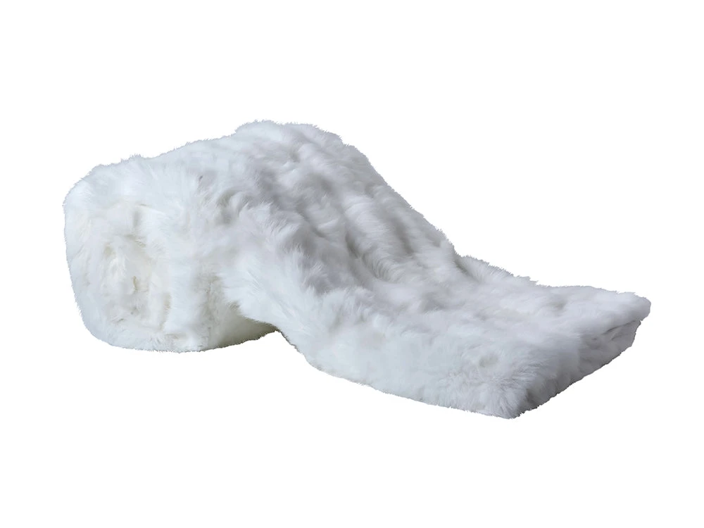 Plush Fur Bed Runner, White 220x60cm 1 Plush Fur Bed Runner, White 220x60cm
