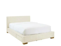 Moderna Bed With 2 Drawers Left -Home Decor Shop 069753DOBWHI Moderna Double Bed with 2 drawers Left Cortina White Leather H