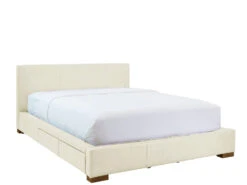 Moderna Bed With 2 Drawers Left -Home Decor Shop 069753KNGWHI Moderna King Bed with 2 drawers Left Cortina White Leather H