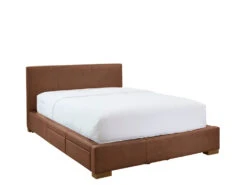 Moderna Bed With 2 Drawers Left -Home Decor Shop 069754DOBTAN Moderna Double Bed with 2 drawers Left Old Saddle Nut Leather H