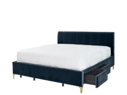 Andrea Bed With 4 Drawers 30 Andrea Bed With 4 Drawers -Home Decor Shop 069763KNGBLU Andrea King Bed with 2 Drawers Right Arctic Blue Velvet H3