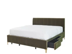 Andrea Bed With 4 Drawers 31 Andrea Bed With 4 Drawers -Home Decor Shop 069763KNGGRN Andrea King Bed with 2 Drawers Right Olive Green Velvet H3
