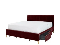 Andrea Bed With 4 Drawers 33 Andrea Bed With 4 Drawers -Home Decor Shop 069763KNGRED Andrea King Bed with 2 Drawers Right Ruby Red Velvet H3