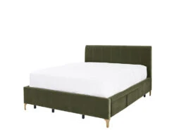 Andrea Bed With 4 Drawers 37 Andrea Bed With 4 Drawers -Home Decor Shop 069763QNNGRN Andrea Queen Bed with 2 Drawers Right Olive Green Velvet H1