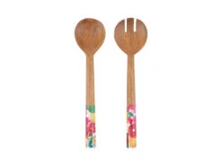 Capri Enamel Wood Salad Server Set