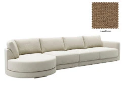 Basel 4 Seat Round Left Chaise Sofa -Home Decor Shop Basel Round ChaiseL 11 DBR Lena Brown