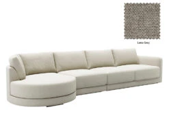 Basel 4 Seat Round Left Chaise Sofa -Home Decor Shop Basel Round ChaiseL 14 GRY Lena Grey
