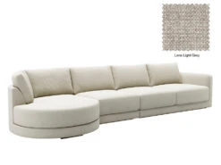 Basel 4 Seat Round Left Chaise Sofa -Home Decor Shop Basel Round ChaiseL 15 LGY Lena Light Grey