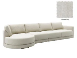 Basel 4 Seat Round Left Chaise Sofa -Home Decor Shop Basel Round ChaiseL 21 LGY Chelsea Grey