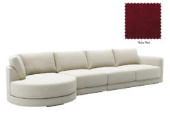 Basel 4 Seat Round Left Chaise Sofa -Home Decor Shop Basel Round ChaiseL 22 RED Ruby Red