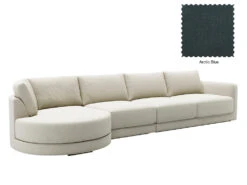 Basel 4 Seat Round Left Chaise Sofa -Home Decor Shop Basel Round ChaiseL 23 BLU Arctic Blue