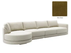 Basel 4 Seat Round Left Chaise Sofa -Home Decor Shop Basel Round ChaiseL 25 GRN Olive Green